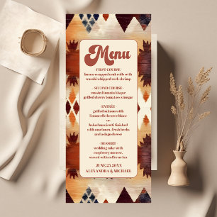 Aztec Tribal Brown Ethnic Western Wedding Menu