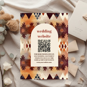 Aztec Tribal Brown Ethnic Western Wedding qr code Enclosure Card