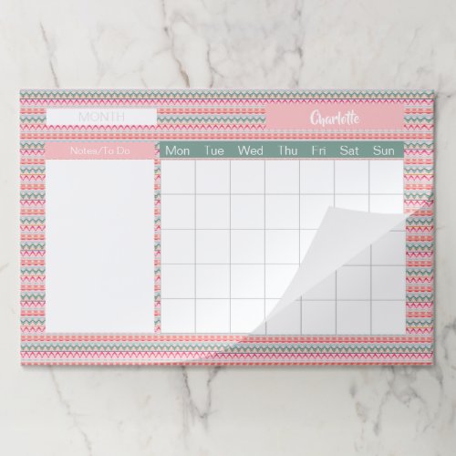 Aztec Tribal Elegant Personalized Monthly Calendar Paper Pad