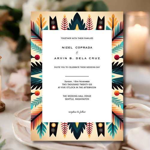 Aztec Tribal Ethnic Western Pattern Wedding Invitation