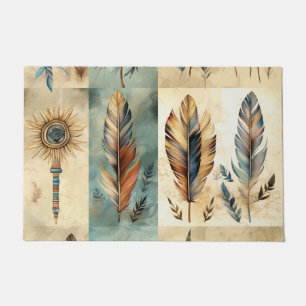 Aztec Tribal Feathers Medicine Stick Doormat