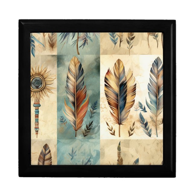 Aztec Tribal Feathers Medicine Stick Gift Box (Front)