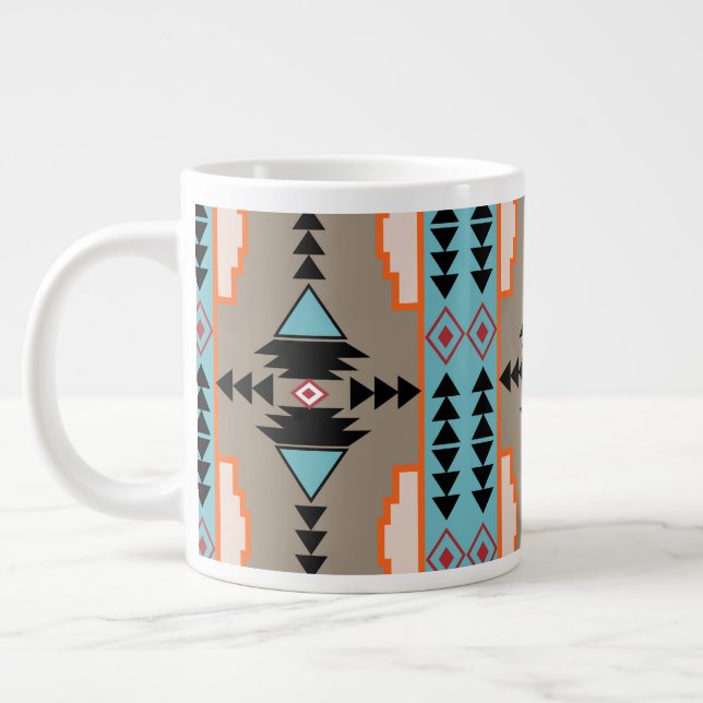 Aztec Tribal Geometric Giant Coffee Mug (Left)