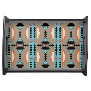 Aztec Tribal Geometric Serving Tray