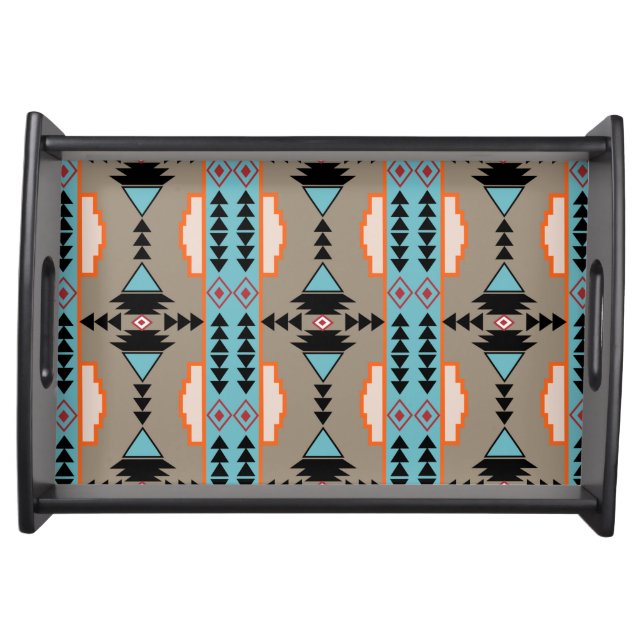 Aztec Tribal Geometric Serving Tray (Front)