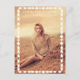 AZTEC TRIBAL GRAD GRADUATION PARTY INVITATION POSTCARD