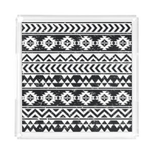 Aztec tribal: grunge white pattern. acrylic tray