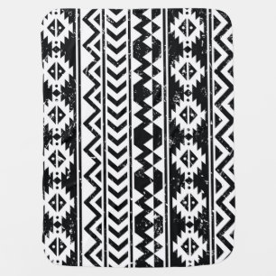Aztec tribal: grunge white pattern. baby blanket