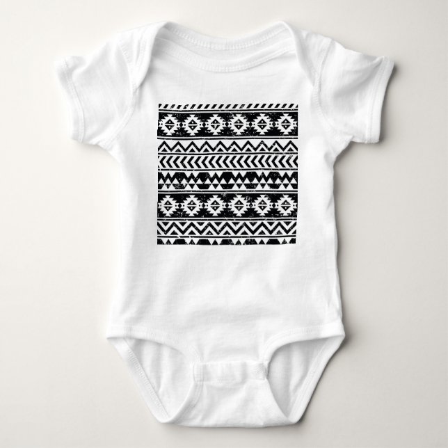 Aztec tribal: grunge white pattern. baby bodysuit (Front)