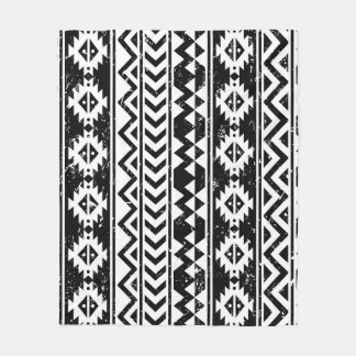 Aztec tribal: grunge white pattern. fleece blanket