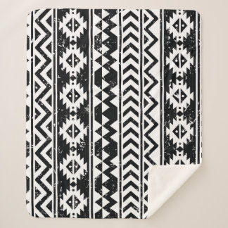 Aztec tribal: grunge white pattern. sherpa blanket