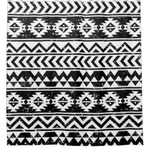 Aztec tribal: grunge white pattern. shower curtain