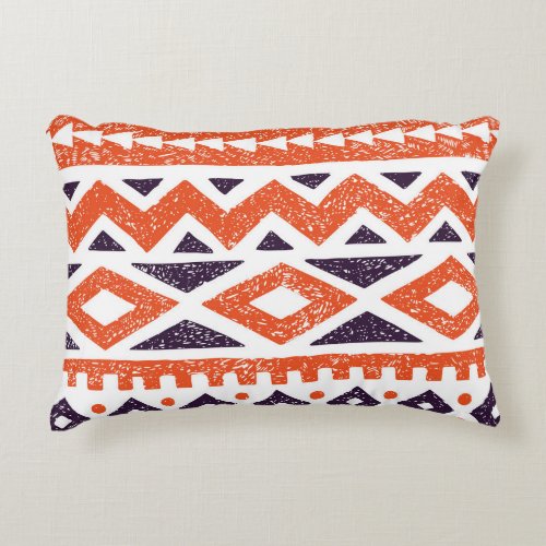 Aztec tribal motifs striped print accent pillow