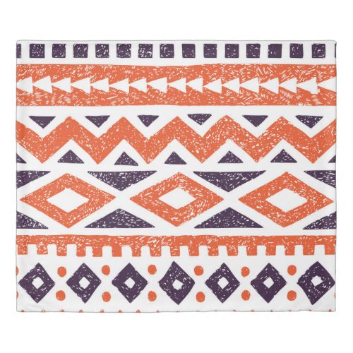 Aztec tribal motifs striped print duvet cover