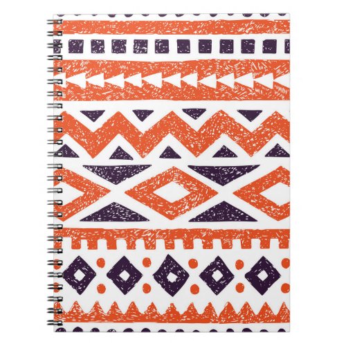 Aztec tribal motifs striped print notebook