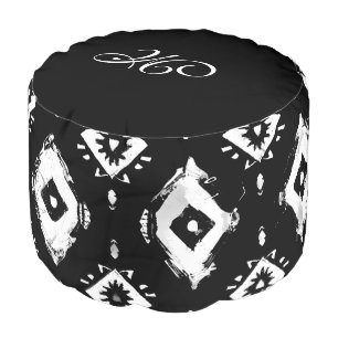 *~ Aztec Tribal Native American Monogram Pouf