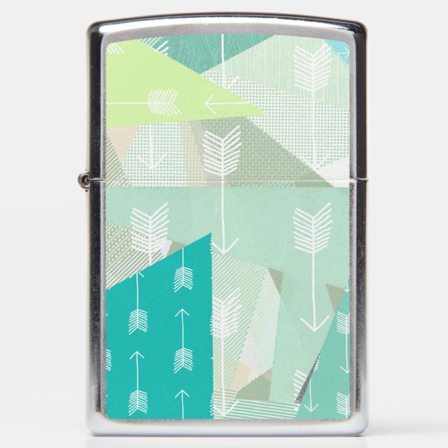 Aztec Tribal Native Arrows Abstract Triangles Zippo Lighter (Front)