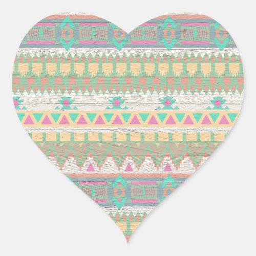 Aztec Tribal Native Pastel Geometric Pattern Heart Heart Sticker