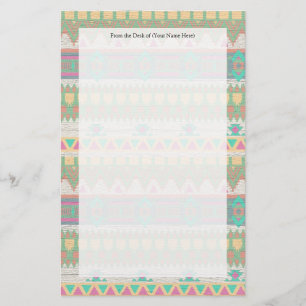 Aztec Tribal Native Pastel Geometric Pattern Stationery
