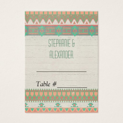 Customizable Aztec Tribal Native Pastel Peach/Aqua Business Card