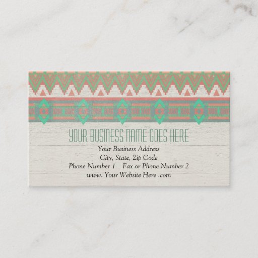 Customizable Aztec Tribal Native Pastel Peach/Aqua Business Card
