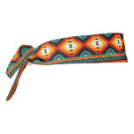 Aztec Tribal Orange Turquoise Black Gold Tie Headband at Zazzle