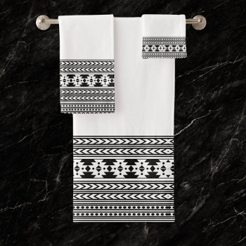 Aztec Tribal Pattern Bohemian Black And White Bath Towel Set by InTrendPatterns at Zazzle