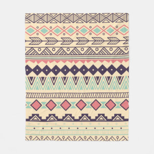 Aztec tribal pattern in stripes, vintage illustrat fleece blanket