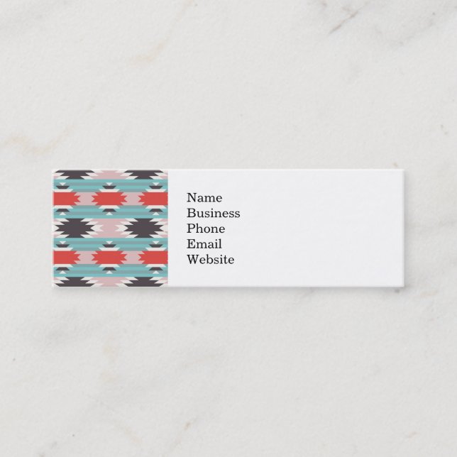 Aztec Tribal Pattern Native American Prints Mini Business Card (Front)