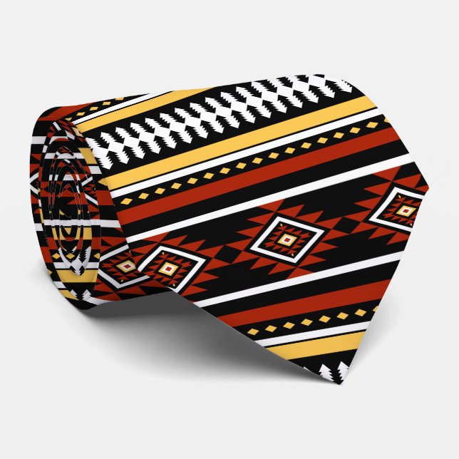 Aztec Tribal Pattern Neck Tie (Rolled)