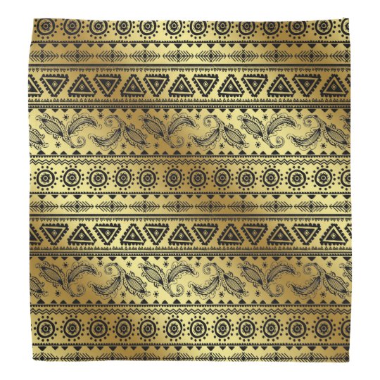 Aztec Tribal Print Neutral Black & Gold bandana | Zazzle.com