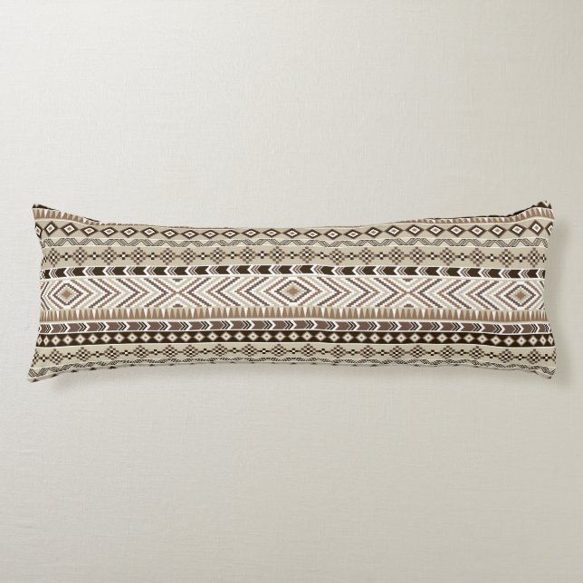 Aztec Tribal Print Neutral Browns Beige Taupe Body Pillow (Front)