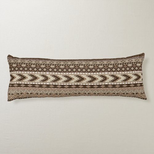 Aztec Tribal Print Neutral Browns Beige Taupe Body Pillow