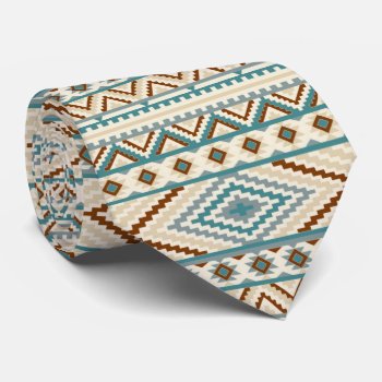 Aztec Tribal Print Neutral Browns Beige Teal Neck Tie by SterlingClouds at Zazzle