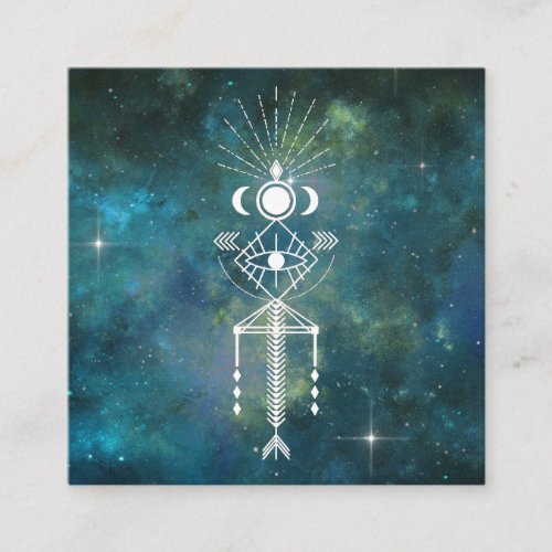  Aztec Tribal Sacred Celestial Cosmic Shaman Square Business Card