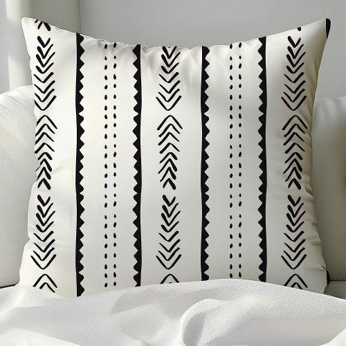 Aztec Tribal Striped Geometric Pattern Throw Pillow