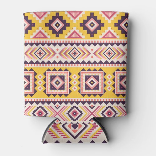 Aztec Tribal Striped Seamless Background Can Cooler