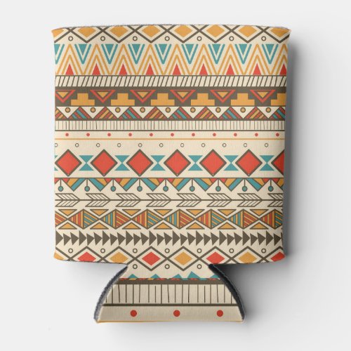 Aztec Tribal Striped Vintage Illustration Can Cooler