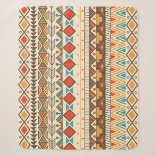 Aztec Tribal Striped Vintage Illustration Sherpa Blanket