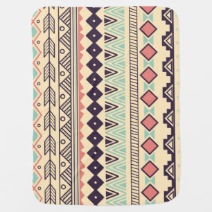 Aztec Tribal Stripes: Vintage Illustration Baby Blanket