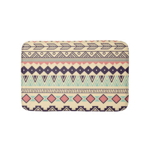 Aztec Tribal Stripes: Vintage Illustration Bath Mat