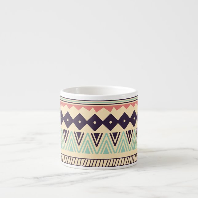 Aztec Tribal Stripes: Vintage Illustration Espresso Cup (Front)