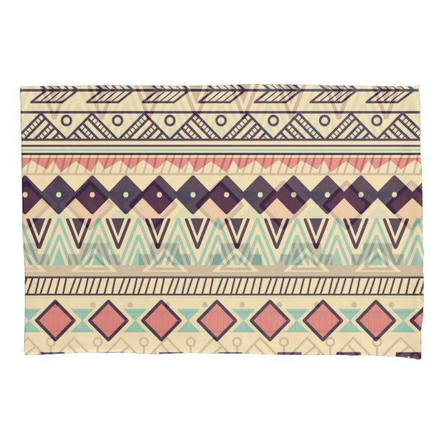 Aztec Tribal Stripes: Vintage Illustration Pillow Case (Front)