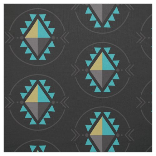 Aztec Tribal Symbol Black Pattern Fabric