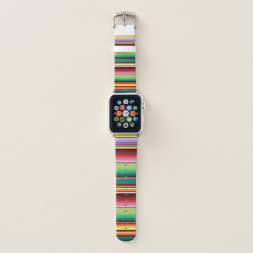 Aztec Tribal Traditional Textile Colorful Linear M Apple Watch Band