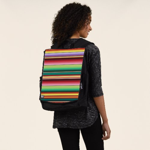 Aztec Tribal Traditional Textile Colorful Linear M Backpack