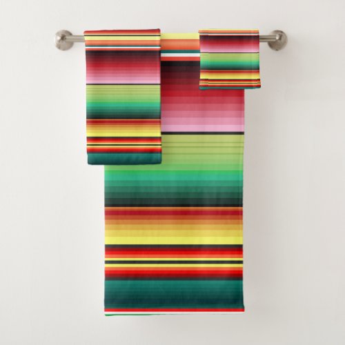 Aztec Tribal Traditional Textile Colorful Linear M Bath Towel Set