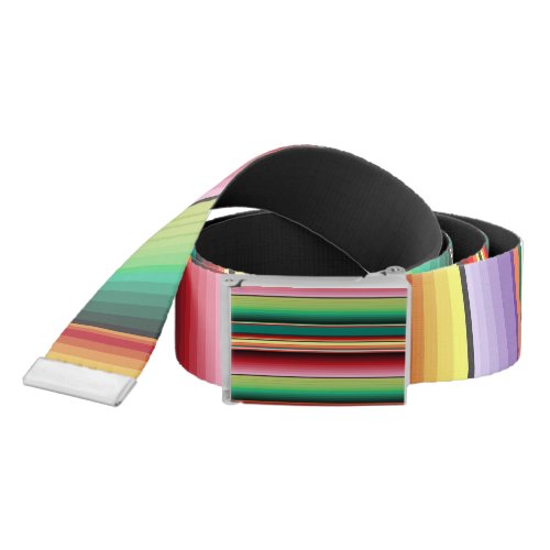 Aztec Tribal Traditional Textile Colorful Linear M Belt