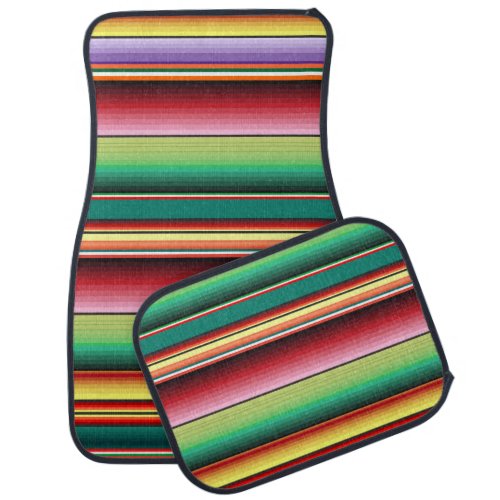 Aztec Tribal Traditional Textile Colorful Linear M Car Floor Mat