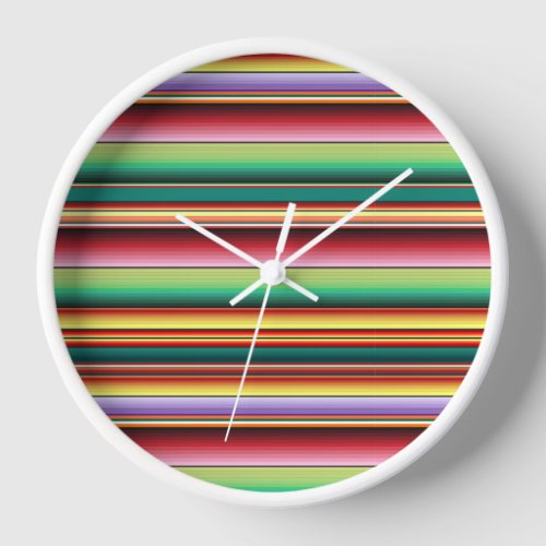 Aztec Tribal Traditional Textile Colorful Linear M Clock